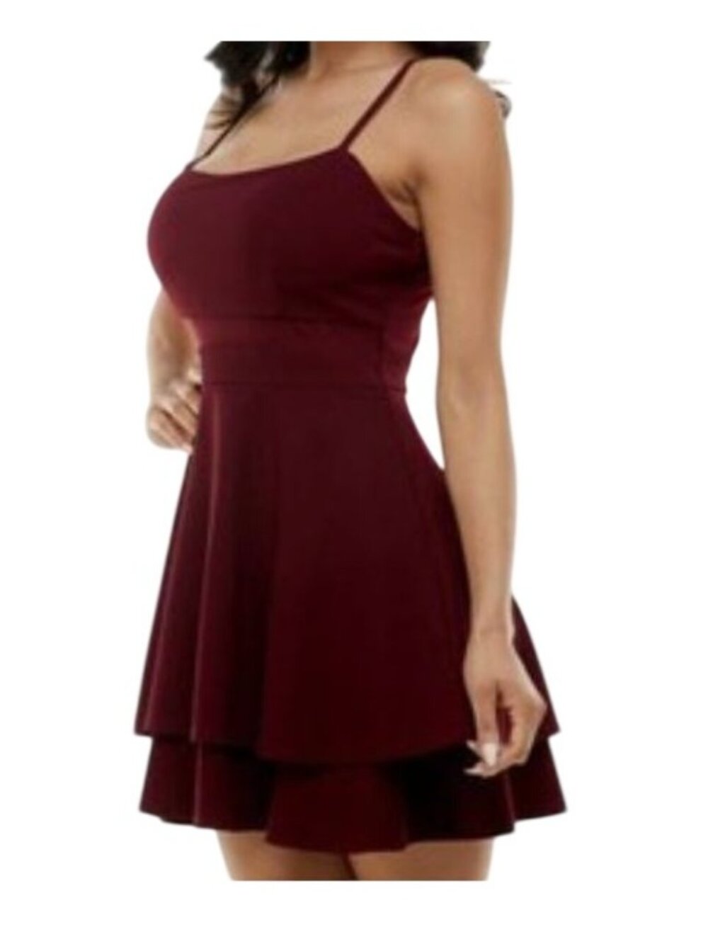 Emerald Sundae Size Small Sleeveless Spaghetti Straps Burgundy Fit Flare Dress